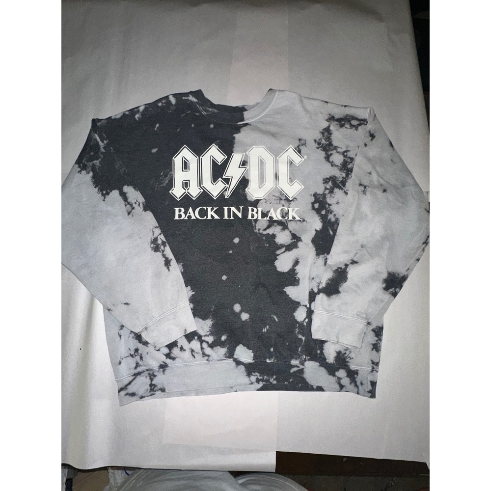 AC/DC Back In Black Graphic Sweatshirt Acid Wash Tie Dye XL